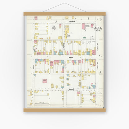 Old map wall art mockup — magnetic wood frame on white wall — Sanborn Fire Insurance Map from Annville, Lebanon County, Pennsylvania (1902), Sheet #0003