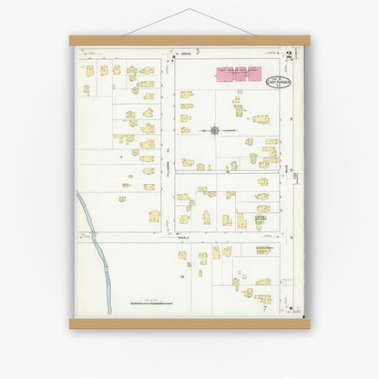 Old map wall art mockup — magnetic wood frame on white wall — Sanborn Fire Insurance Map from East Aurora, Erie County, New York (1912) - Complete Map Set