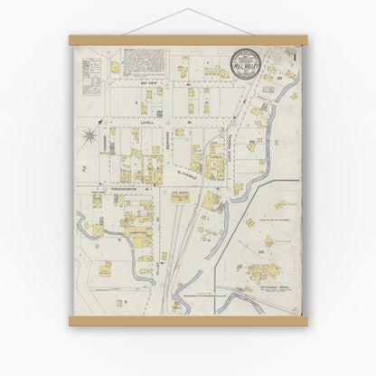 Old map wall art mockup — magnetic wood frame on white wall — Sanborn Fire Insurance Map from Mill Valley, Marin County, California (1903) - Complete Map Set