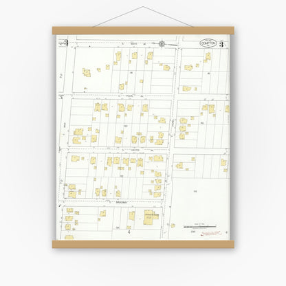 Old map wall art mockup — magnetic wood frame on white wall — Sanborn Fire Insurance Map from Compton, Los Angeles County, California (1925), Sheet #0003
