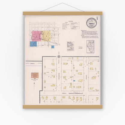 Old map wall art mockup — magnetic wood frame on white wall — Sanborn Fire Insurance Map from Tampico, Whiteside County, Illinois (1921) - Complete Map Set
