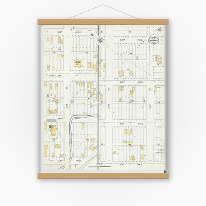 Old map wall art mockup — magnetic wood frame on white wall — Sanborn Fire Insurance Map from Ashland, Ashland County, Wisconsin (1901), Sheet #0004