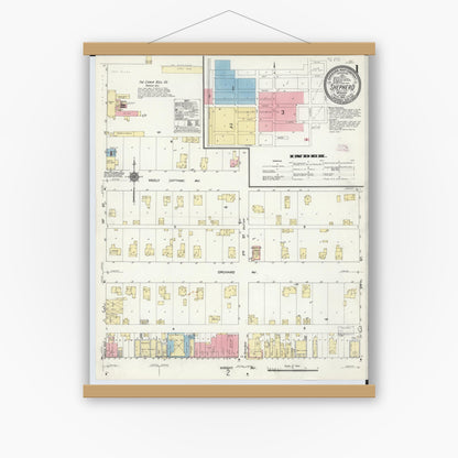 Old map wall art mockup — magnetic wood frame on white wall — Sanborn Fire Insurance Map from Shepherd, Isabella County, Michigan (1910) - Complete Map Set