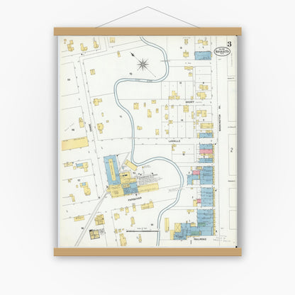 Old map wall art mockup — magnetic wood frame on white wall — Sanborn Fire Insurance Map from Navasota, Grimes County, Texas (1901), Sheet #0003