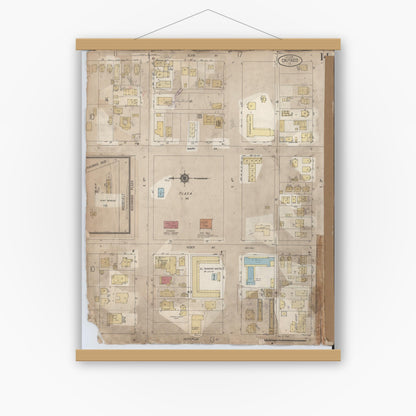 Old map wall art mockup — magnetic wood frame on white wall — Sanborn Fire Insurance Map from Calexico, Imperial County, California (1956), Sheet #0014