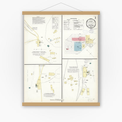 Old map wall art mockup — magnetic wood frame on white wall — Sanborn Fire Insurance Map from Sisson, Siskiyou County, California (1897) - Complete Map Set