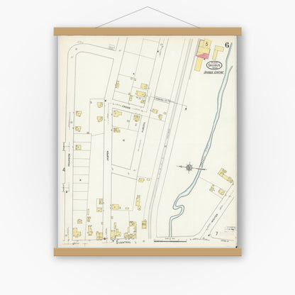 Old map wall art mockup — magnetic wood frame on white wall — Sanborn Fire Insurance Map from Saugus, Essex County, Massachusetts (1913), Sheet #0006