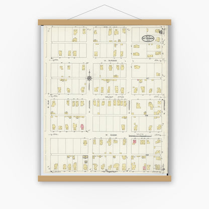 Old map wall art mockup — magnetic wood frame on white wall — Sanborn Fire Insurance Map from Mount Vernon, Knox County, Ohio (1913), Sheet #0006
