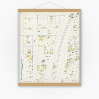 Old map wall art mockup — magnetic wood frame on white wall — Sanborn Fire Insurance Map from Elk River, Sherburne County, Minnesota (1894), Sheet #0002