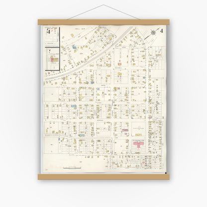 Old map wall art mockup — magnetic wood frame on white wall — Sanborn Fire Insurance Map from Cotulla, La Salle County, Texas (1948), Sheet #0004