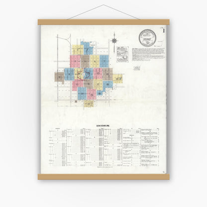 Old map wall art mockup — magnetic wood frame on white wall — Sanborn Fire Insurance Map from Orange, Orange County, California (1922) - Complete Map Set