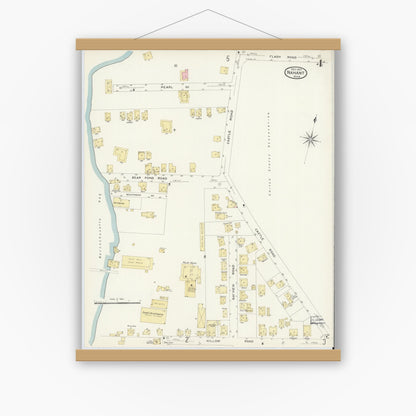 Old map wall art mockup — magnetic wood frame on white wall — Sanborn Fire Insurance Map from Nahant, Essex County, Massachusetts (1907), Sheet #0004