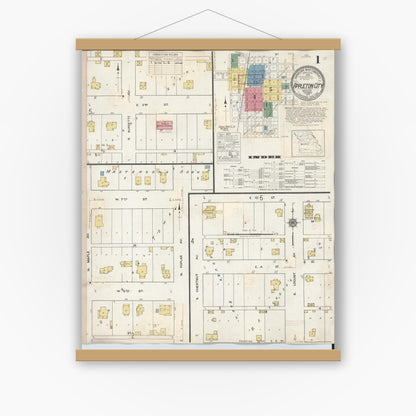 Old map wall art mockup — magnetic wood frame on white wall — Sanborn Fire Insurance Map from Appleton City, Saint Clair County, Missouri (1935) - Complete Map Set