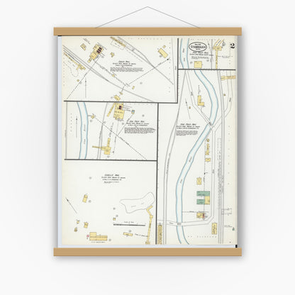 Old map wall art mockup — magnetic wood frame on white wall — Sanborn Fire Insurance Map from Stambaugh, Iron County, Michigan (1900), Sheet #0002