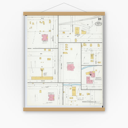 Old map wall art mockup — magnetic wood frame on white wall — Sanborn Fire Insurance Map from Lorain, Lorain County, Ohio (1905), Sheet #0019