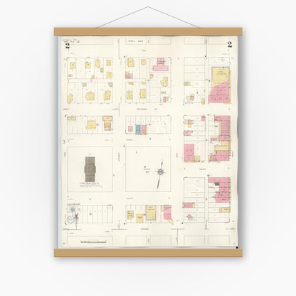 Old map wall art mockup — magnetic wood frame on white wall — Sanborn Fire Insurance Map from Cotulla, La Salle County, Texas (1948), Sheet #0002