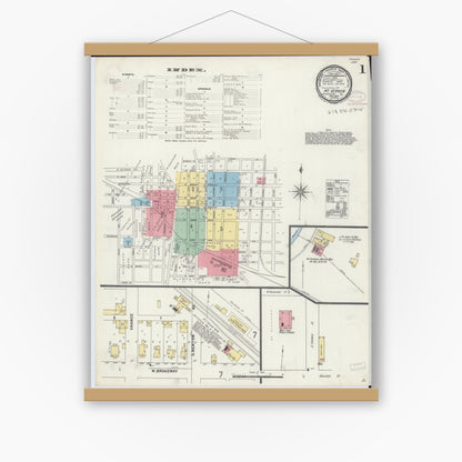 Old map wall art mockup — magnetic wood frame on white wall — Sanborn Fire Insurance Map from Mount Vernon, Jefferson County, Illinois (1897) - Complete Map Set