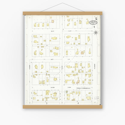 Old map wall art mockup — magnetic wood frame on white wall — Sanborn Fire Insurance Map from Cresco, Howard County, Iowa (1902), Sheet #0005