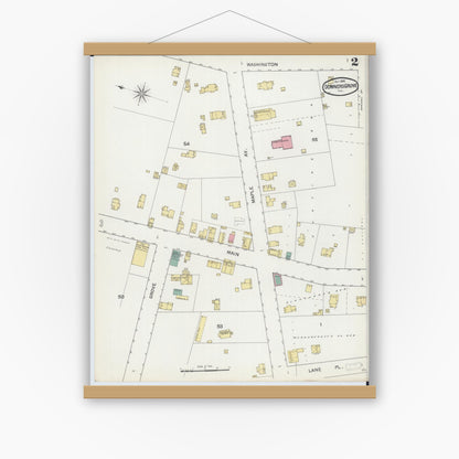 Old map wall art mockup — magnetic wood frame on white wall — Sanborn Fire Insurance Map from Downers Grove, Dupage County, Illinois (1892), Sheet #0002
