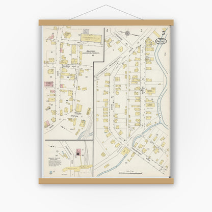 Old map wall art mockup — magnetic wood frame on white wall — Sanborn Fire Insurance Map from Oakdale, Allegheny County, Pennsylvania (1915), Sheet #0005