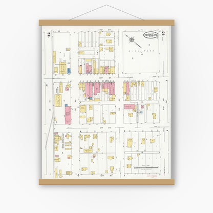 Old map wall art mockup — magnetic wood frame on white wall — Sanborn Fire Insurance Map from Heron Lake, Jackson County, Minnesota (1926), Sheet #0002
