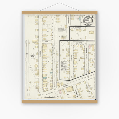 Old map wall art mockup — magnetic wood frame on white wall — Sanborn Fire Insurance Map from Lansford, Carbon County, Pennsylvania (1891) - Complete Map Set