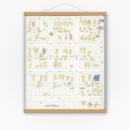Old map wall art mockup — magnetic wood frame on white wall — Sanborn Fire Insurance Map from Red Wing, Goodhue County, Minnesota (1902), Sheet #0012