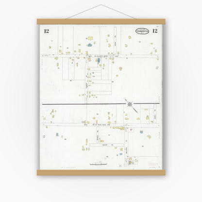 Old map wall art mockup — magnetic wood frame on white wall — Sanborn Fire Insurance Map from Hammonton, Atlantic County, New Jersey (1930), Sheet #0012
