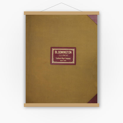 Old map wall art mockup — magnetic wood frame on white wall — Sanborn Fire Insurance Map from Bloomington, McLean County, Illinois (1950), Sheet #0001