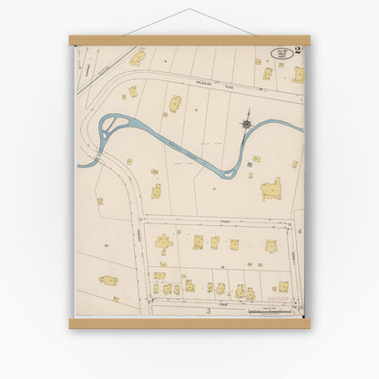Old map wall art mockup — magnetic wood frame on white wall — Sanborn Fire Insurance Map from Hilo, Hawaii County, Hawaii (1921), Sheet #0002