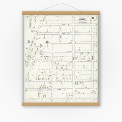 Old map wall art mockup — magnetic wood frame on white wall — Sanborn Fire Insurance Map from Dumont, Bergen County, New Jersey (1916), Sheet #0003