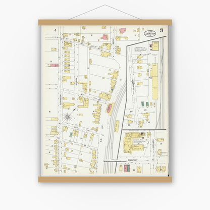 Old map wall art mockup — magnetic wood frame on white wall — Sanborn Fire Insurance Map from Covington, Independent Cities, Virginia (1902), Sheet #0003