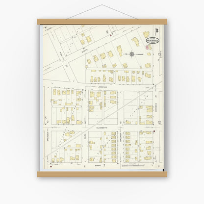 Old map wall art mockup — magnetic wood frame on white wall — Sanborn Fire Insurance Map from Menominee, Menominee County, Michigan (1913), Sheet #0008
