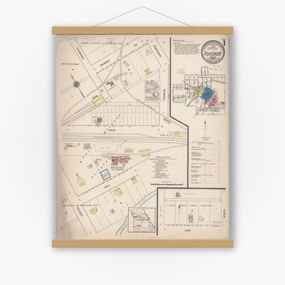 Old map wall art mockup — magnetic wood frame on white wall — Sanborn Fire Insurance Map from Ash Grove, Greene County, Missouri (1921) - Complete Map Set