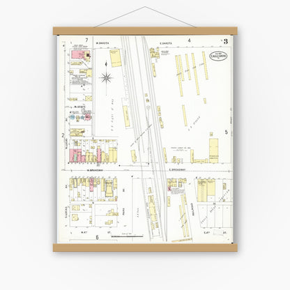Old map wall art mockup — magnetic wood frame on white wall — Sanborn Fire Insurance Map from Eagle Grove, Wright County, Iowa (1900), Sheet #0003