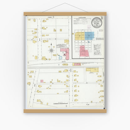 Old map wall art mockup — magnetic wood frame on white wall — Sanborn Fire Insurance Map from Bethel, Clermont County, Ohio (1904) - Complete Map Set