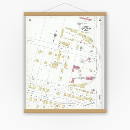 Old map wall art mockup — magnetic wood frame on white wall — Sanborn Fire Insurance Map from Lake Forest, Lake County, Illinois (1926), Sheet #0002