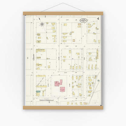 Old map wall art mockup — magnetic wood frame on white wall — Sanborn Fire Insurance Map from Crookston, Polk County, Minnesota (1906), Sheet #0004