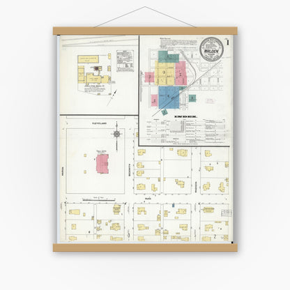 Old map wall art mockup — magnetic wood frame on white wall — Sanborn Fire Insurance Map from Malden, Dunklin County, Missouri (1911) - Complete Map Set