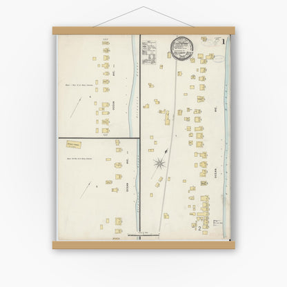 Old map wall art mockup — magnetic wood frame on white wall — Sanborn Fire Insurance Map from Salisbury, Essex County, Massachusetts (1898), Sheet #0001