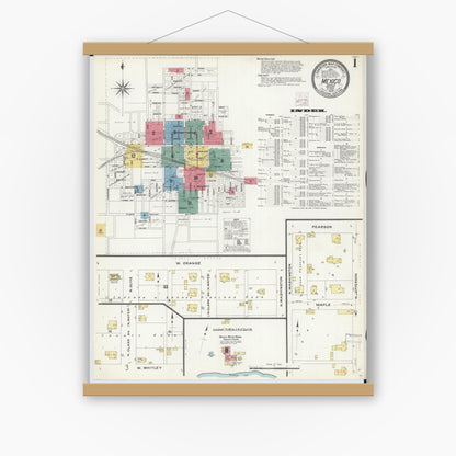 Old map wall art mockup — magnetic wood frame on white wall — Sanborn Fire Insurance Map from Mexico, Audrain County, Missouri (1908) - Complete Map Set