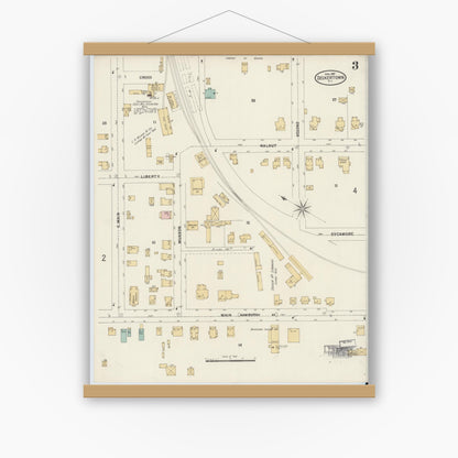 Old map wall art mockup — magnetic wood frame on white wall — Sanborn Fire Insurance Map from Deckertown, Sussex County, New Jersey (1897), Sheet #0003