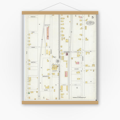 Old map wall art mockup — magnetic wood frame on white wall — Sanborn Fire Insurance Map from Duncannon, Perry County, Pennsylvania (1899), Sheet #0005