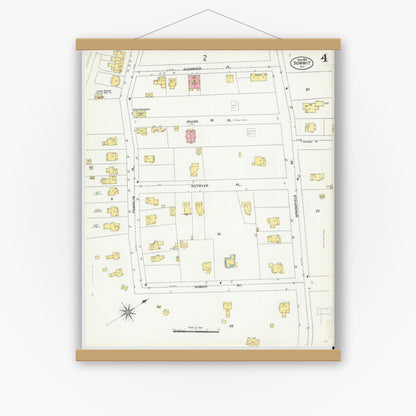 Old map wall art mockup — magnetic wood frame on white wall — Sanborn Fire Insurance Map from Summit, Union County, New Jersey (1903), Sheet #0004