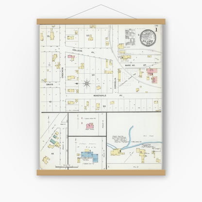 Old map wall art mockup — magnetic wood frame on white wall — Sanborn Fire Insurance Map from Fox Lake, Dodge County, Wisconsin (1892) - Complete Map Set