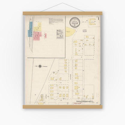 Old map wall art mockup — magnetic wood frame on white wall — Sanborn Fire Insurance Map from Barstow, San Bernardino County, California (1917), Sheet #0001