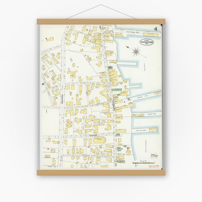 Old map wall art mockup — magnetic wood frame on white wall — Sanborn Fire Insurance Map from Provincetown, Barnstable County, Massachusetts (1902), Sheet #0004