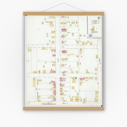 Old map wall art mockup — magnetic wood frame on white wall — Sanborn Fire Insurance Map from Bethel, Clermont County, Ohio (1904), Sheet #0003