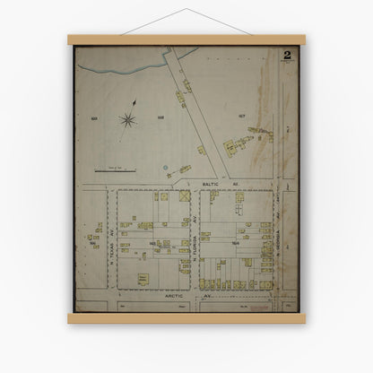 Old map wall art mockup — magnetic wood frame on white wall — Sanborn Fire Insurance Map from Atlantic City, Atlantic County, New Jersey (1886) - Complete Map Set
