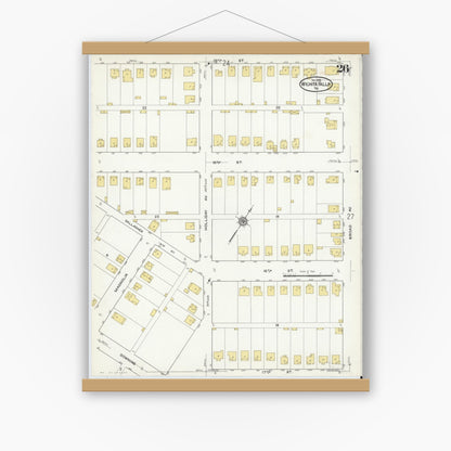 Old map wall art mockup — magnetic wood frame on white wall — Sanborn Fire Insurance Map from Wichita Falls, Wichita County, Texas (1915), Sheet #0026